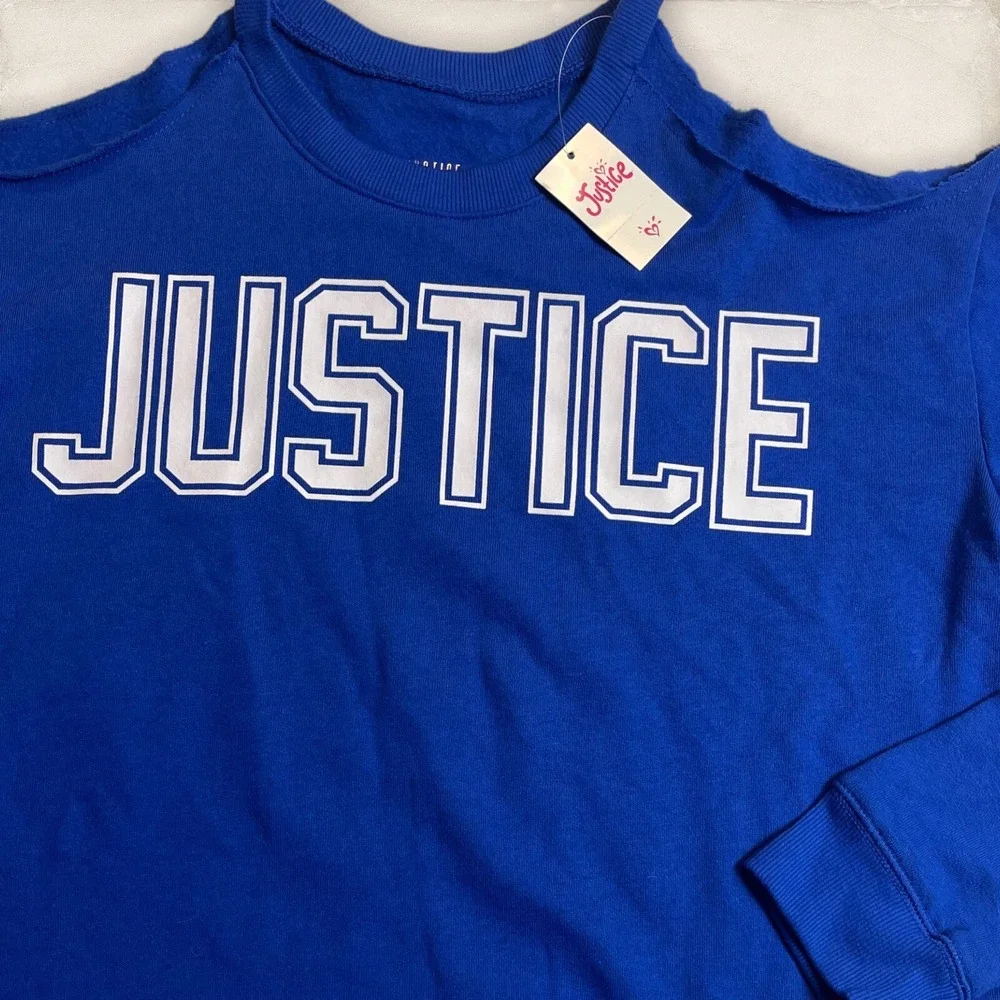 Justice Girls Logo Cold Shoulder Cutoff‎ Sweatshirt 18/20 New With Tags